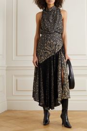 Dahlia fringed draped paisley-print satin dress at Net A Porter